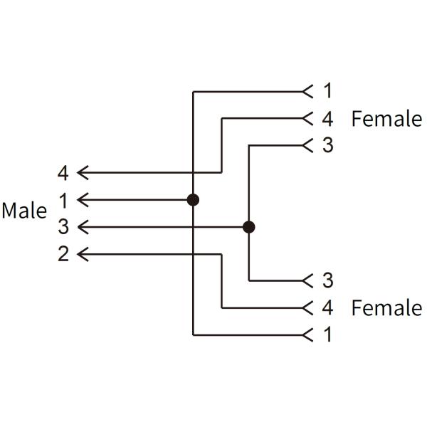 Y Дистрибьютор M12 Коннектор 4 пин Мужчина к M8 3 пин Женщина A кодировка