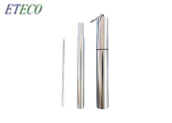 Travel Engraved Stainless Steel Straws With Case Cleaning Brush Keychain 10 Grams