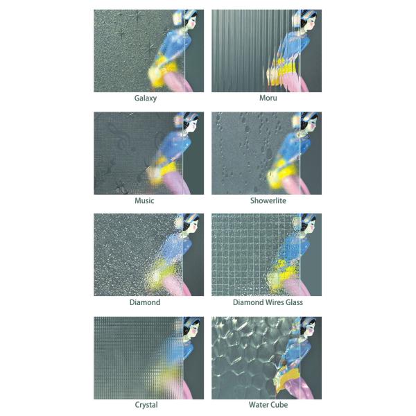Shinerising 5mm 8mm 2100mmx2400mm Ultra Clear Moru Figured Glass for Chinese Furniture