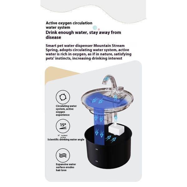 Intelligent Induction Cat Dog Water Dispenser Automatic Circulation Filter 2.2L Stainless Steel Pet Bowl Feeder Charge Power