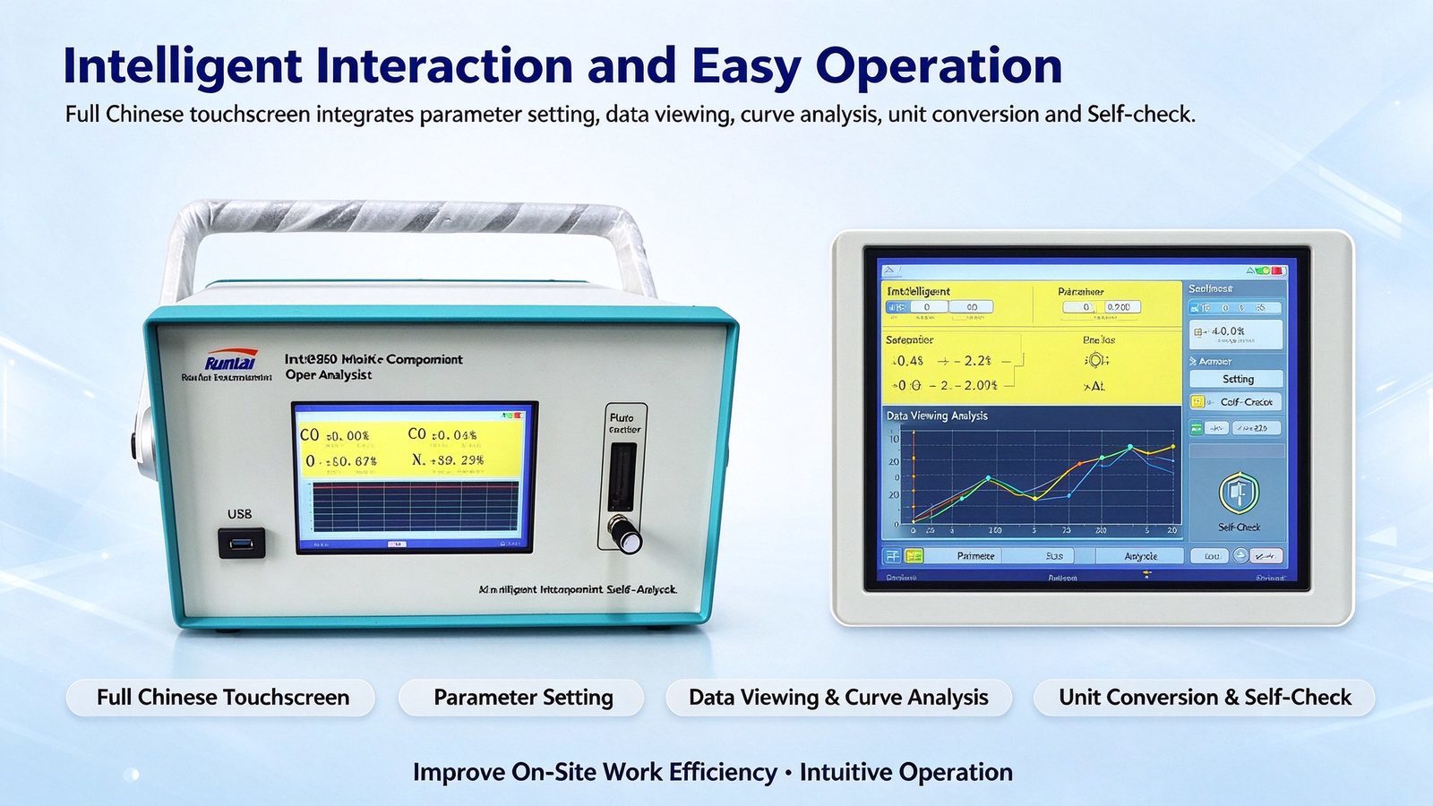 Portable Multi Gas Analyzer O2 CO CO2 CH4 CnHm H2S H2 NH3 Dew Point Measurement Instrument