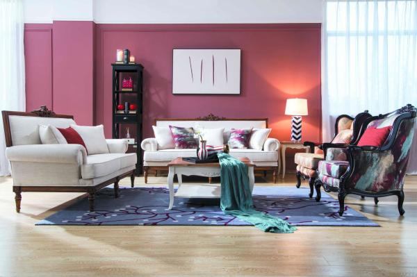 Hotel Sofa Lobby Reception furniture made by Birch wood carving frame Hige density sponge Fabric upholstered