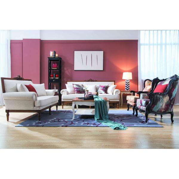 Lobby Sofa Set of European leisure style Fabric upholstered sofa chairs used wood in white painting
