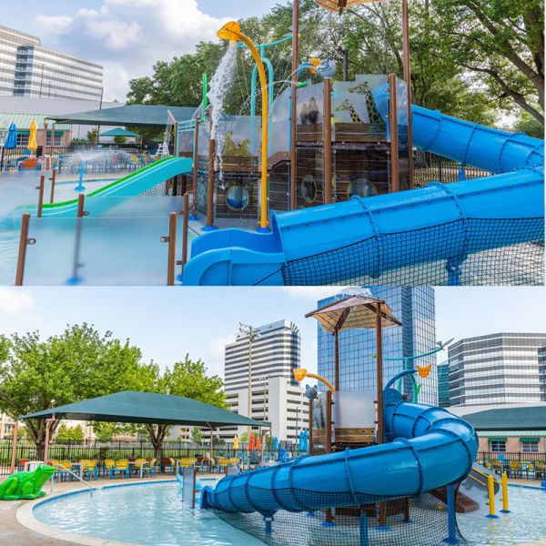 Fiberglass Steel Kids Splash Water Playground Interactive Water Slide Splash Pad