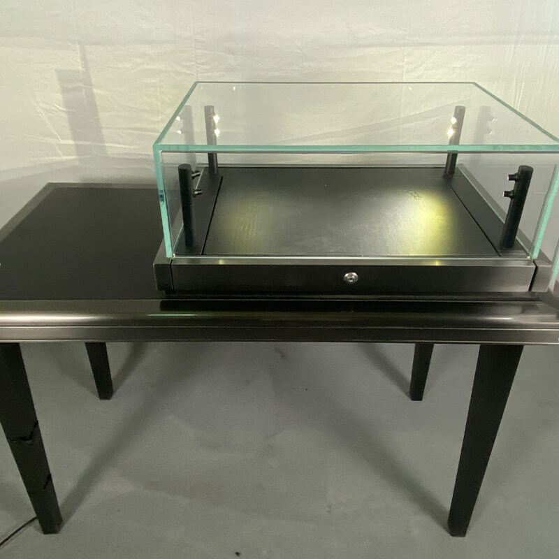 Desktop Display Case Five Glass Surfaces 360 View with Gel Humidity Stabilizer for Books Jewelry