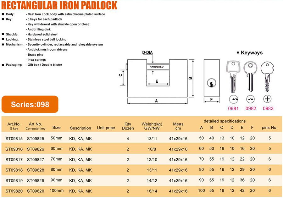 CAST IRON RECTANGULAR PADLOCK(HEAVY DUTY)