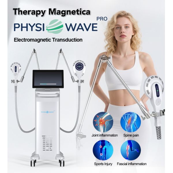 Vertical ABS Physiotherapy Equipment Dual Handles Shockwave Technology 6 Tesla Non-invasive Pain Relief Device for Home Use
