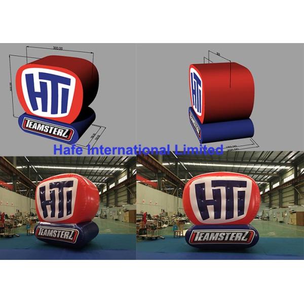 Подгоняйте воздушные шары 3м приведенные гелия клеймя логотип с голубым и красным цветом