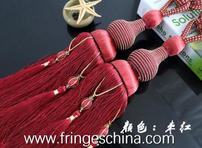 Delicate custom long tassel fringe trimming for curtain attractive tieback hanging ball