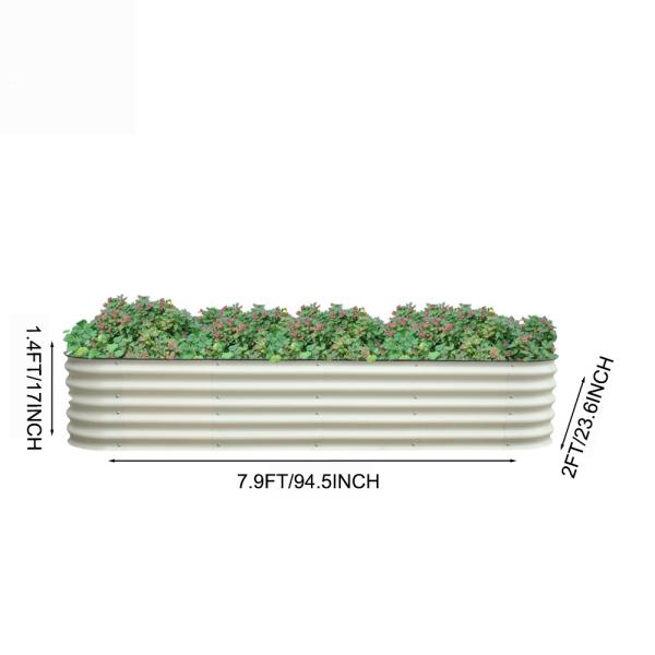 7.9x2x1.4Ft Galvanized Steel Raised Flower Beds Weather Resistance