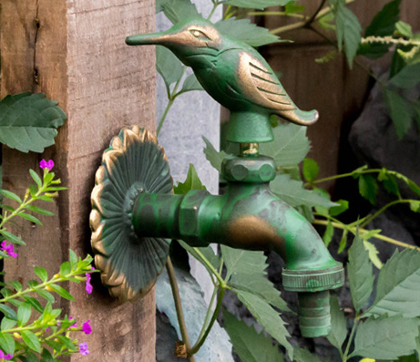 Animal Shaped Handle Antique Brass Outdoor Water Tap And Sprayer