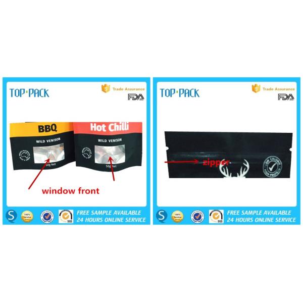 OEM Food Grade Clear Window Front Food Packaging Pouches With Zipper