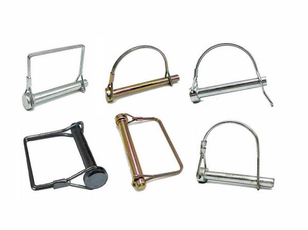 3/8'' Round Wire Lock Pin Carbon Steel Yellow Zinc Effective Length 1-1/2'' For Trailer Couplings And Hitches