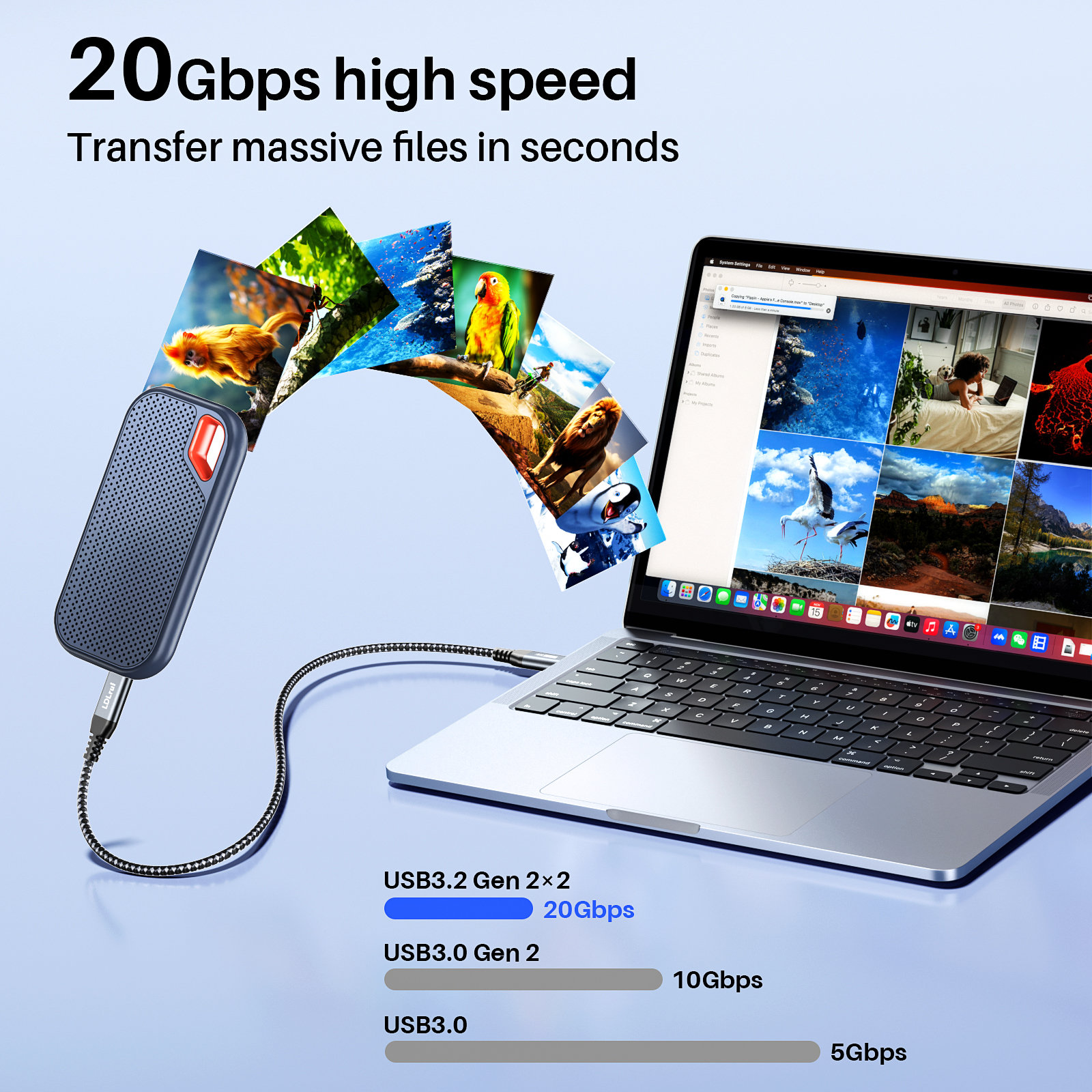 Nylon Braided SS USB C Cable 4K HDR Video Output Cable Durable