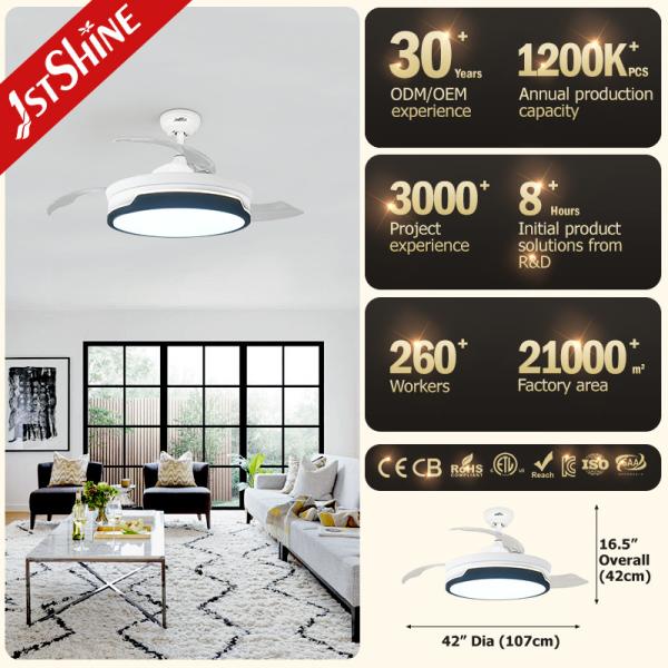 Velocidade esperta retrátil moderna de Dimmable 5 da luz do fã de teto da C.C. 65W