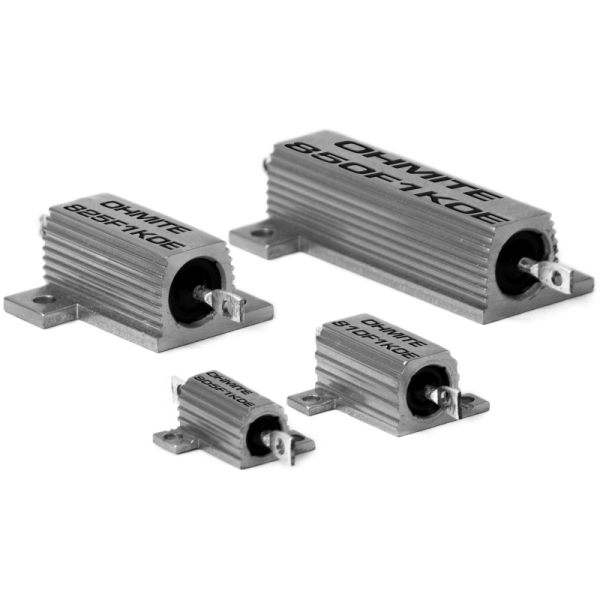 25 watt Ohmite 825FR10 axial terminal resistor featuring silicone coating and solder coated terminals for performance