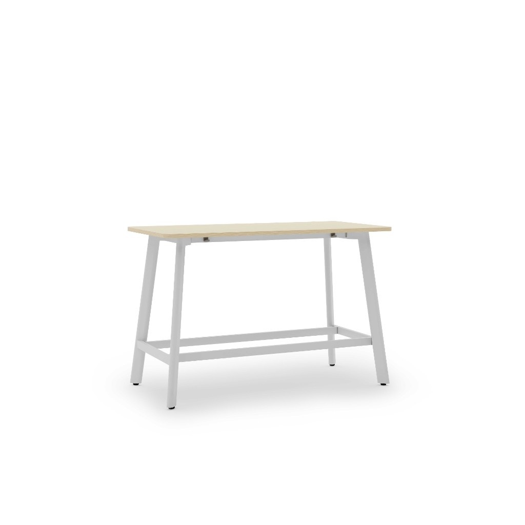 Modern Counter Height Bar Table With Spacious Wood Grain Top And Metal Frame