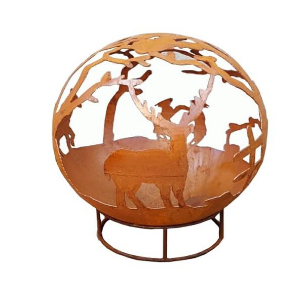 corten Esfera de aço exterior madeira fogo poço jardim laser corte bola de fogo