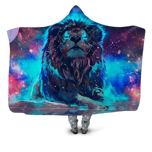 lion children's adult hooded blanket velvet fabric rectangular hand washable