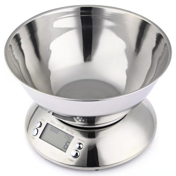 Mejorar su cocina con nuestra escala electrónica de acero inoxidable cuenco 1g incremento y medición de temperatura
