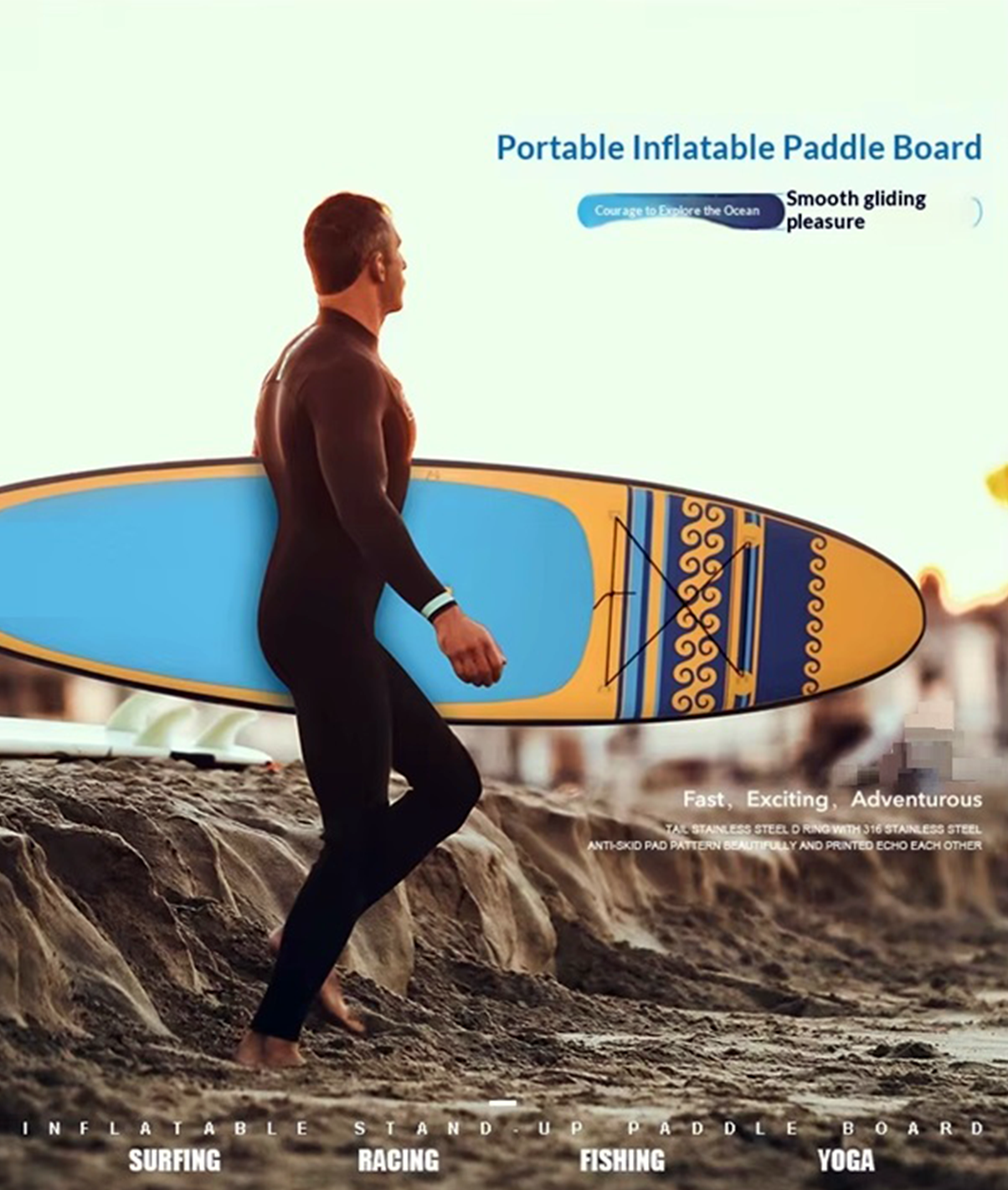 Factory supply Foldable Inflatable PVC Stand-Up Paddleboard (SUP) for Adult Surfing & Kayaking