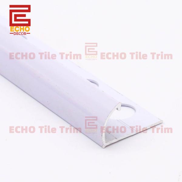 Franja de transición de mosaico de aluminio de borde redondo de metal blanco para baldosas