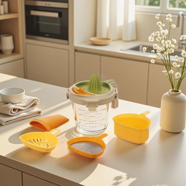 Multifunctional Food Preparation Measuring Cup Set With Egg Separator / Juicer / Fat Separator