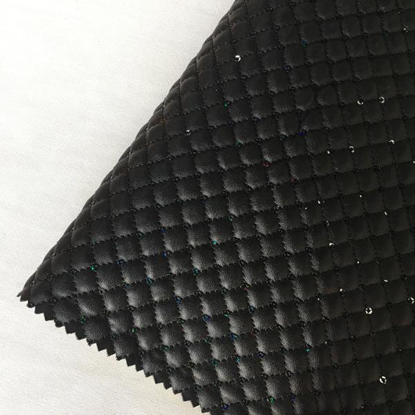 Trade Assurance Hot Sale Shiny Sequin Pu Synthetic Embroidered quilted shoe leather