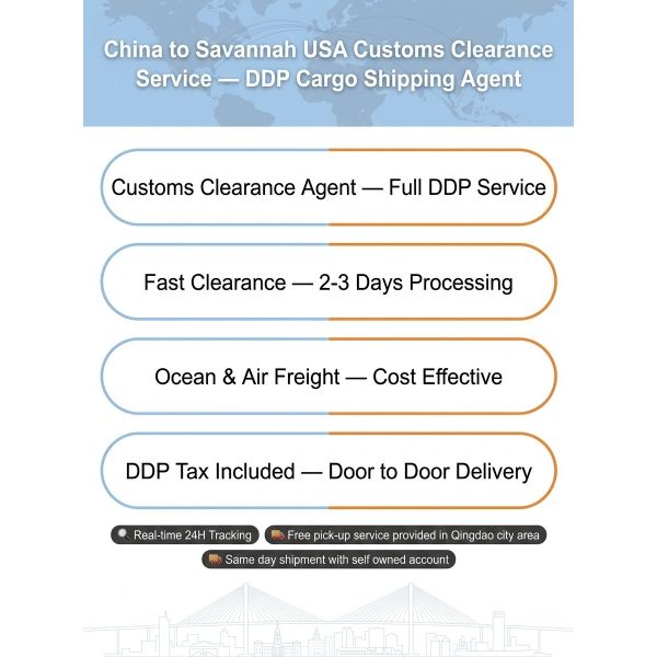 China To Savannah USA Customs Clearance Service DDP Cargo Shipping Agent