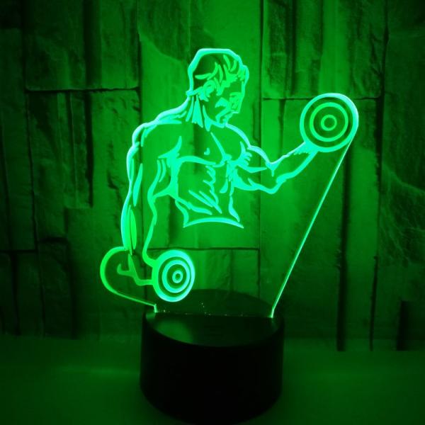 Hot sale muscle man 3D LED night light for kids boys Dumbbell fitness control LED visual light Gift 3D table lamp