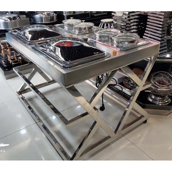 Станции шведского стола вагонетки сервиса связанного с питанием СС 304 мобильные с 4 установленными блюдами нагрева электрическим током ссаживая