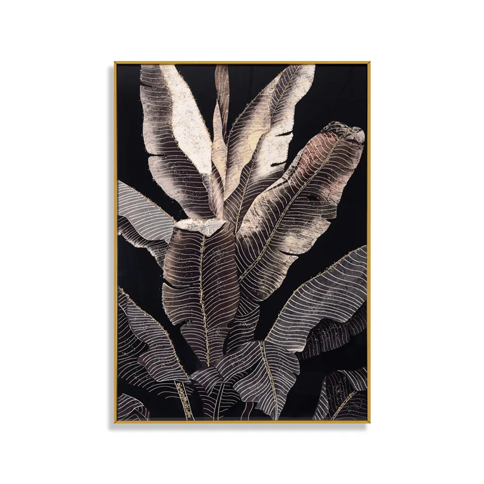Custom Designs Crystal Porcelain Wall Art Decor Painting UV Print 3D Plantain Leaves