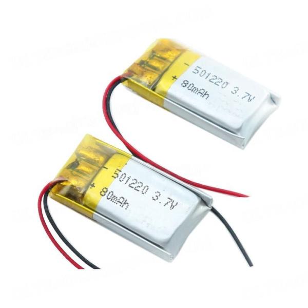 80mAh 501220 3.7V KC Polymer Lithium Battery With Wire PCM Connector for TWS Earbuds and Smart Devices