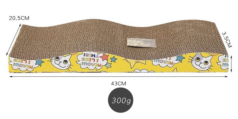 Eco Friendly Cat Scratching Board With Curved Wave Design For Claw Grinding
