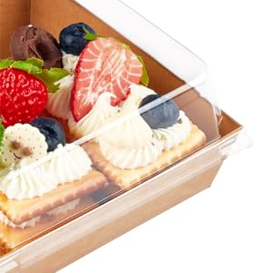 Small Charcuterie Boxes With Clear Lids, To Go Paper Dessert Boxes Bakery Boxes, 5 Inches Disposable Food Containers For Cookies, Cupcakes, Slice Cakes, Strawberries