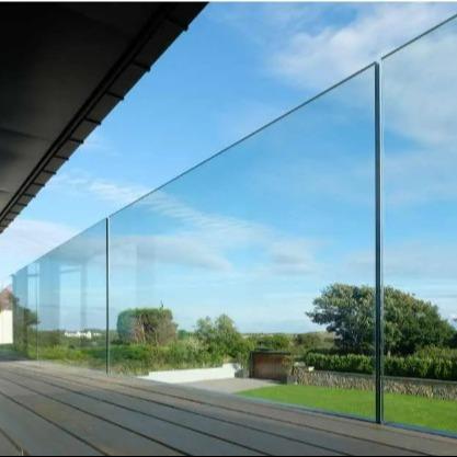 Morden Glass Railing 8+8mm Laminated Tempered Glass Aluminum U Channel Glass Railing