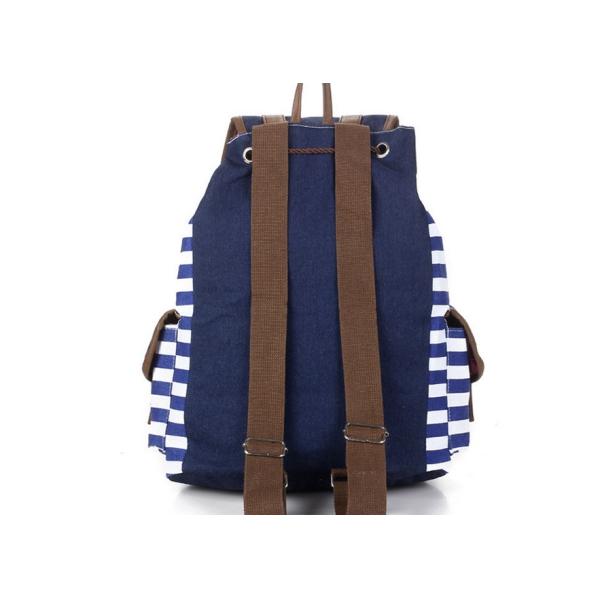 Male and female striped canvas shoulder bag student backpack bags withdraw