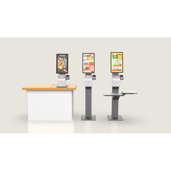 21.5-дюймовый самозаказчик с термопринтером и QR-сканером для чтения кредитных карт