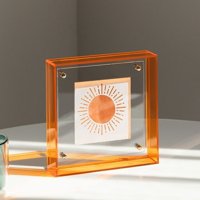 Cross-border Special Color Acrylic Photo Frame Stand, Square 4-inch Double-sided