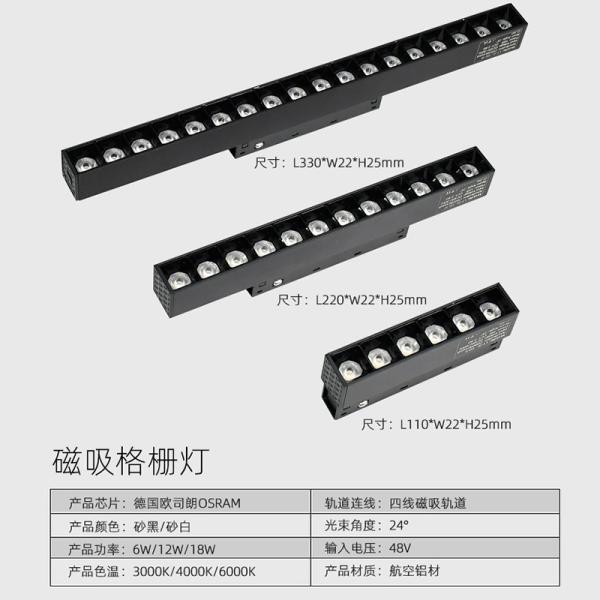 Black 6w 12w 18w Magnetic Track Spotlight Commercial Smart No Master Light