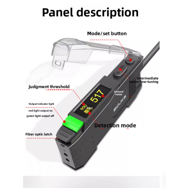 RGB Color Separation Fiber Optic Photoelectric Color Mark Sensor Switch LED Color Code Sensor