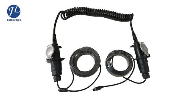 Spring Coiled Trailer Wire With 7 Pole Plastic Socket for Agricultural Vehicle Rear View System
