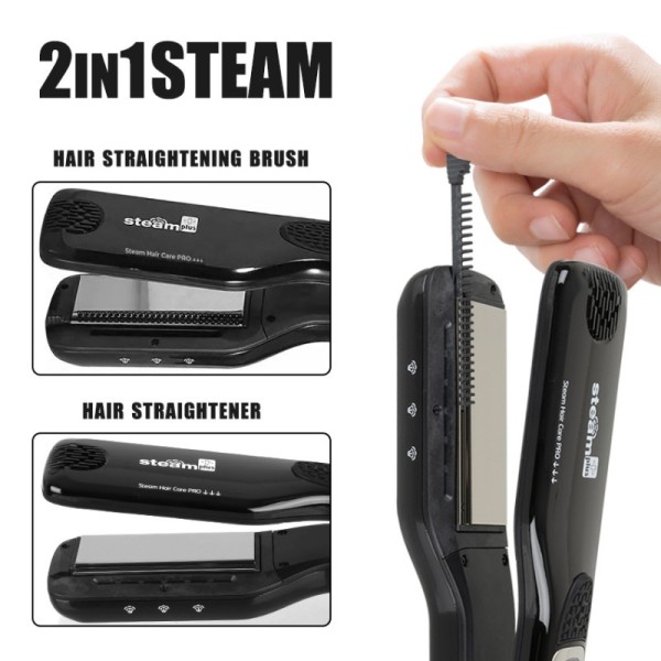 Professional Electric Ceramic Hair Straightener with LCD Display Steam 5-Level Adjustable for Salon Hotel Outdoor & Home Use