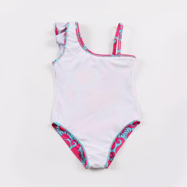 Kid's sea horse print one shoulder off swimwear one piece swimsuit