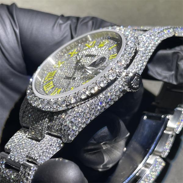 Cor Ef de Rolex do relógio de Moissanite menos relógio de Vvs Moissanite do Baguette com costume