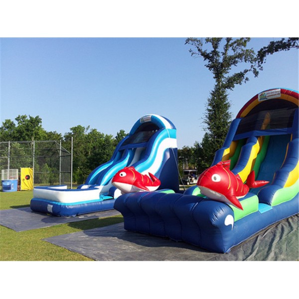 Commercial Inflatable Slide Dual Water Slide With Pool Inflatable Trampolines Slide for Party Rental Business