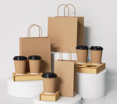 Saco de compras de papel kraft de fundo plano para embalagens de chá e café
