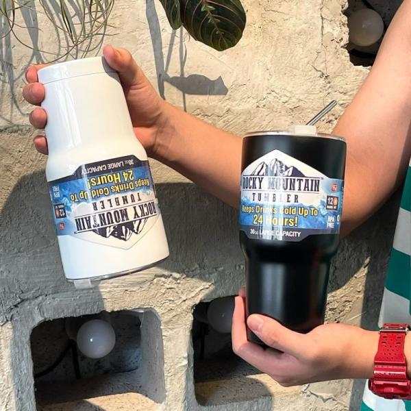 Magic Mountain Tumbler avec couvercle et paille, 30 oz en acier inoxydable en vrac, double paroi à vide isolation tasse de café pour les boissons froides et chaudes, voyage thermique Tumblers tasse