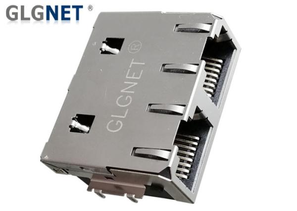 Latch Up RJ45 Multiple Port Connectors Dual Rj45 Jack 1000 Base - T Magnetic