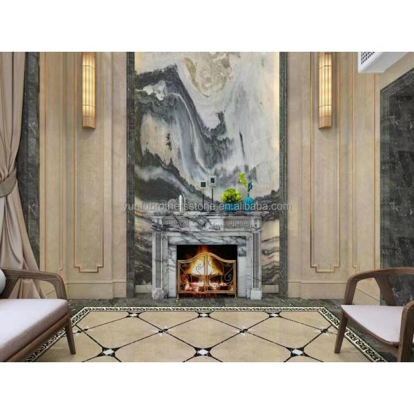 Indoor Fragrant Snow Plum Fireplace Surround in Arched French Style Stone for York Homes